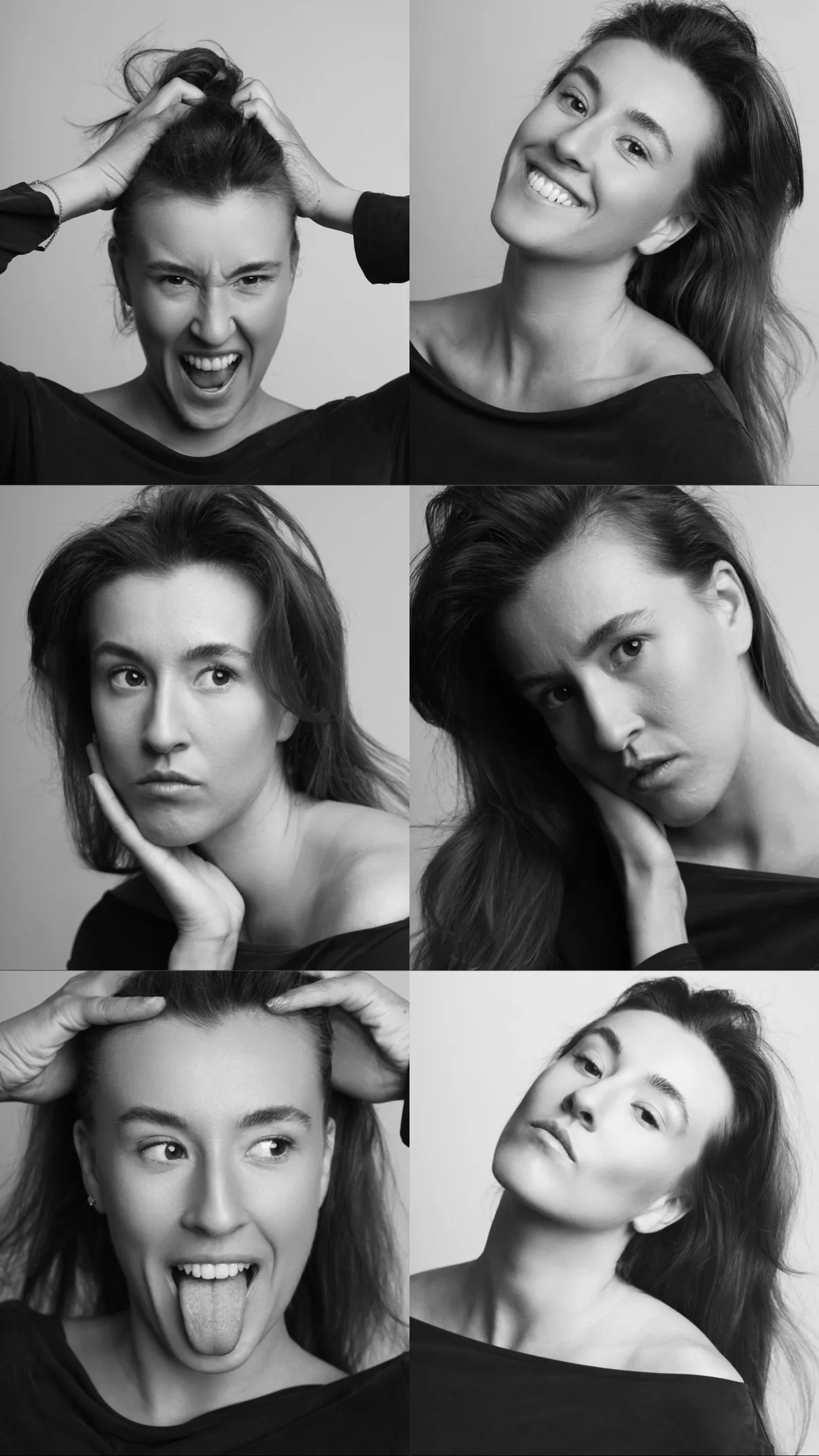 Expression sheet — black-and-white frames
